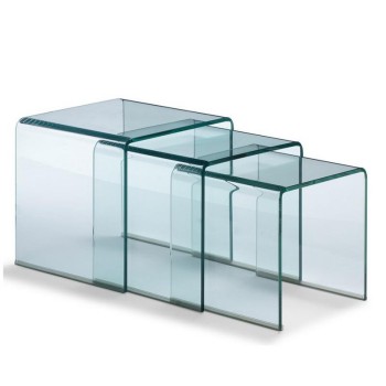 Glasartikel - Triptych Nest transparente Tische 34x34x34-38x38x38-42x42x42