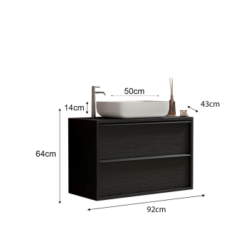 Badezimmerschrank mit 2 Schubladen und Waschbecken aus STAHL