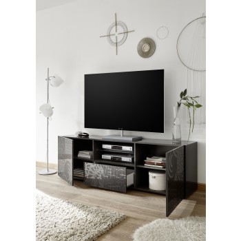 MIRO TV-Ständer 2 Türen / 1 Schublade 181x57x43 cm schwarze Farbe