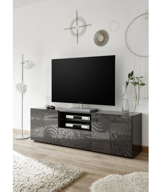 MIRO TV-Ständer 2 Türen / 1 Schublade 181x57x43 cm schwarze Farbe