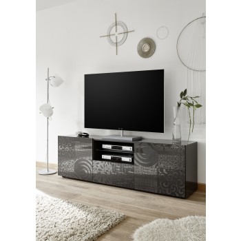 MIRO TV-Ständer 2 Türen / 1 Schublade 181x57x43 cm schwarze Farbe