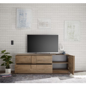 TV-Unterschrank 2 Schubladen 1 JUPITER-Tür 182x44x63 cm Walnussfarbe