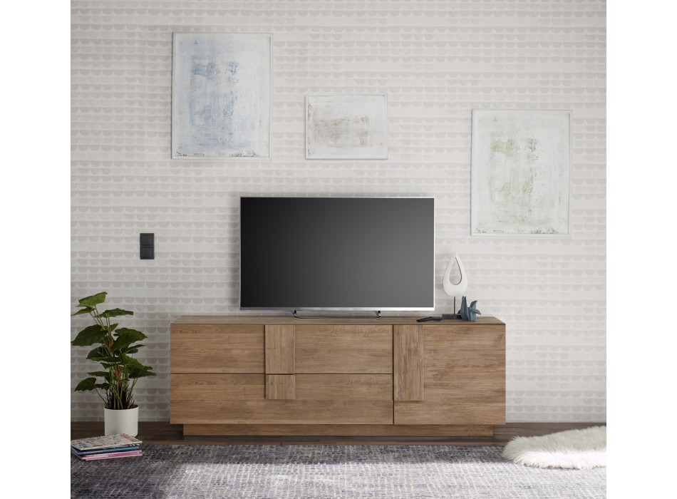 TV-Unterschrank 2 Schubladen 1 JUPITER-Tür 182x44x63 cm Walnussfarbe