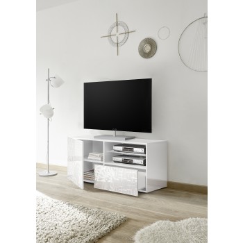 MIRO Kleiner TV-Ständer 1 Tür und 1 Schublade 121x42x57 cm weiß