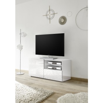 MIRO Kleiner TV-Ständer 1 Tür und 1 Schublade 121x42x57 cm weiß