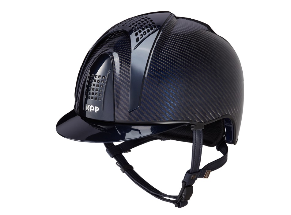 POLIERTER BLAUER UND SCHWARZER E-LIGHT-CARBON-HELM, METALLBLAUES VISIER UND 3 METALLBLAUE EINSÄTZE