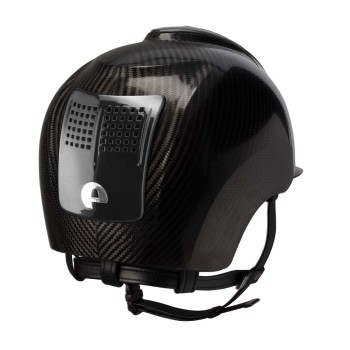 GLÄNZENDER SCHWARZER E-LIGHT-CARBON-HELM MIT METALLIC-SCHWARZEM VISIER UND 3 METALLIC-SCHWARZEN EINSÄTZEN