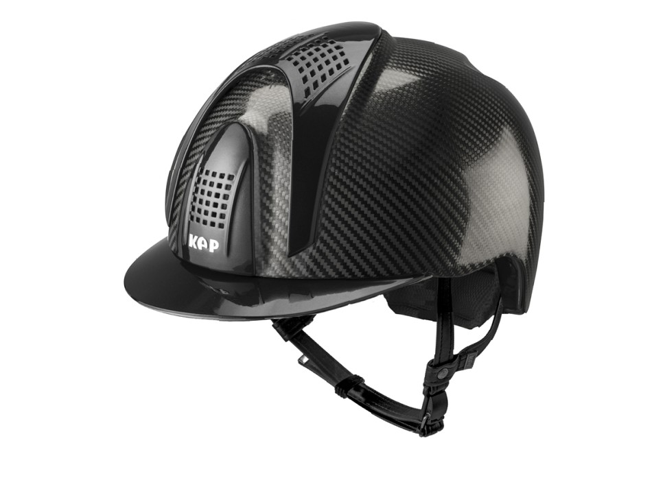 GLÄNZENDER SCHWARZER E-LIGHT-CARBON-HELM MIT METALLIC-SCHWARZEM VISIER UND 3 METALLIC-SCHWARZEN EINSÄTZEN