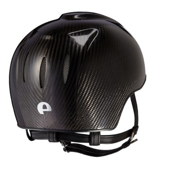 SCHWARZGLÄNZENDER E-LIGHT-CARBON-HELM OHNE VISIER / EDELSTAHLGITTER / STANDARDGURT