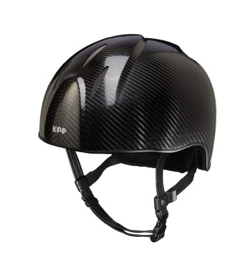 SCHWARZGLÄNZENDER E-LIGHT-CARBON-HELM OHNE VISIER / EDELSTAHLGITTER / STANDARDGURT