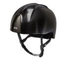 SCHWARZGLÄNZENDER E-LIGHT-CARBON-HELM OHNE VISIER / EDELSTAHLGITTER / STANDARDGURT