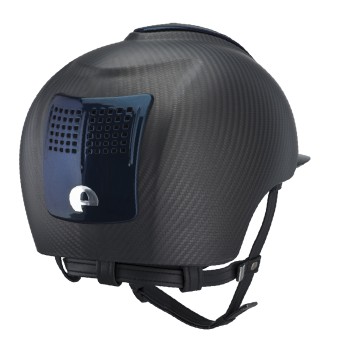 MATTSCHWARZER E-LIGHT CARBON-HELM MIT METALLBLAUEM VISIER UND 3 METALLBLAUEN EINSÄTZEN