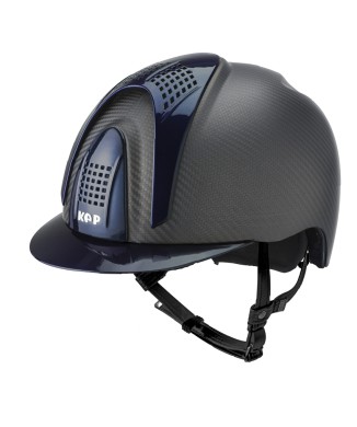 MATTSCHWARZER E-LIGHT CARBON-HELM MIT METALLBLAUEM VISIER UND 3 METALLBLAUEN EINSÄTZEN