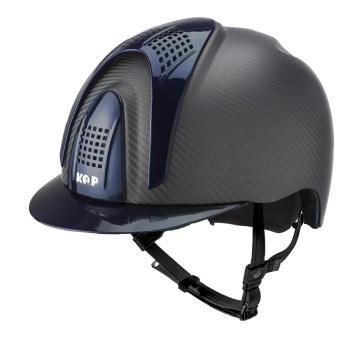 MATTSCHWARZER E-LIGHT CARBON-HELM MIT METALLBLAUEM VISIER UND 3 METALLBLAUEN EINSÄTZEN