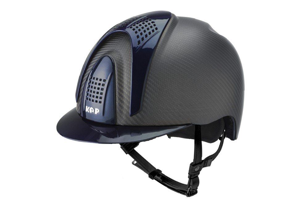 MATTSCHWARZER E-LIGHT CARBON-HELM MIT METALLBLAUEM VISIER UND 3 METALLBLAUEN EINSÄTZEN