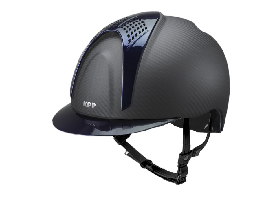 MATTSCHWARZER E-LIGHT CARBON-HELM MIT METALLBLAUEM VISIER UND 2 METALLBLAUEN EINSÄTZEN