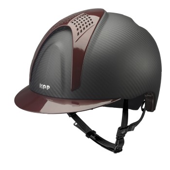 MATTSCHWARZER E-LIGHT CARBON-HELM MIT METALLISCHEM BURGUND-VISIER UND 2 METALLISCHEN BURGUND-EINSÄTZEN