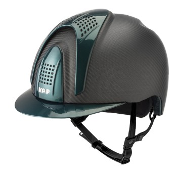 MATTSCHWARZER E-LIGHT CARBON-HELM MIT METALLGRÜNEM VISIER UND 3 METALLGRÜNEN EINSÄTZEN