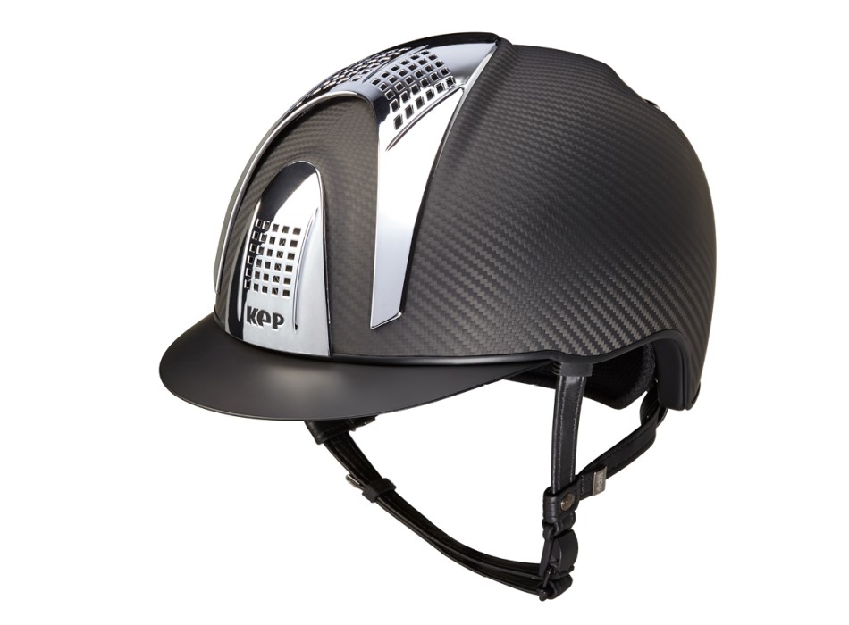 MATTSCHWARZER E-LIGHT CARBON-HELM / MATTSCHWARZES VISIER UND 3 SILBERNE EINSÄTZE