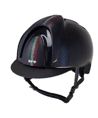 E-LIGHT SHINE BLUE CARBON HELM MIT SWAROVSKI ITALIEN FLAGGE