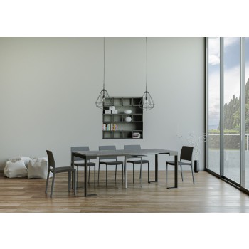 Tecno Evolution Konsole Anthrazitrahmen - Ausziehbare Konsole 90x40/300 cm Tecno Evolution White Ash Anthrazitrahmen