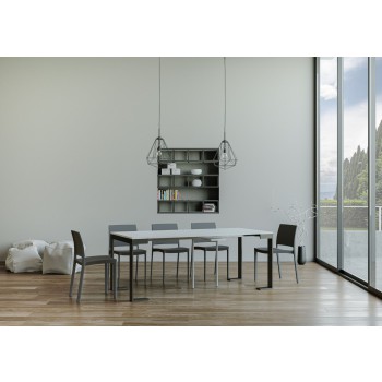 Tecno Evolution Konsole Anthrazitrahmen - Ausziehbare Konsole 90x40/300 cm Tecno Evolution White Ash Anthrazitrahmen