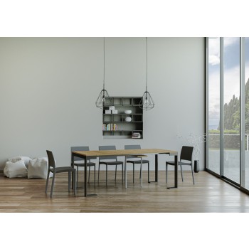 Tecno Evolution Konsole Anthrazitrahmen - Ausziehbare Konsole 90x40/300 cm Tecno Evolution White Ash Anthrazitrahmen