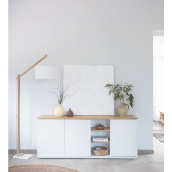 Abilen 3-türiges Sideboard aus Eichenfurnier und weißem Lack 180 x 75 cm FSC 100 %