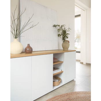 Abilen 3-türiges Sideboard aus Eichenfurnier und weißem Lack 180 x 75 cm FSC 100 %