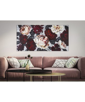 GEMÄLDE AUF LEINWAND WEISS/ROT BLUME LIGHTBACK 150X3,8X76