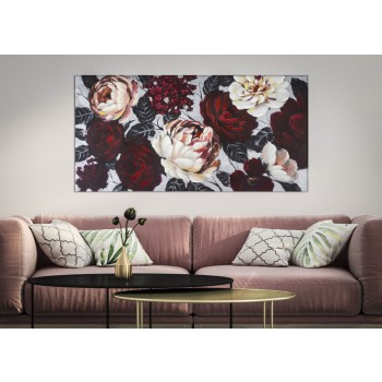 GEMÄLDE AUF LEINWAND WEISS/ROT BLUME LIGHTBACK 150X3,8X76