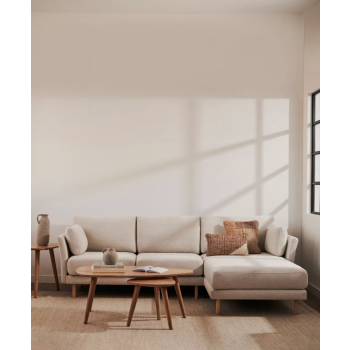 3-Sitzer-Sofa Gilma Perlmuttstoff-Chaiselongue rechts/links 261 cm