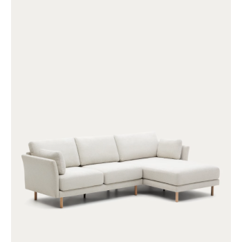 3-Sitzer-Sofa Gilma Perlmuttstoff-Chaiselongue rechts/links 261 cm