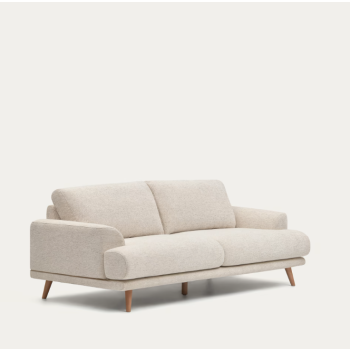 Weißes 3-Sitzer-Sofa „Karin“ mit Beinen aus Massivholz