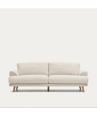 Weißes 3-Sitzer-Sofa „Karin“ mit Beinen aus Massivholz