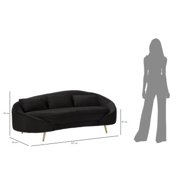 OSLO 3-SITZ-SOFA MIT SCHWARZEN KISSEN