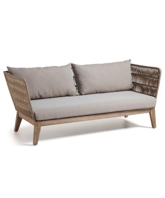 Belleny 3-Sitzer-Sofa aus beigem Seil und Massivholz