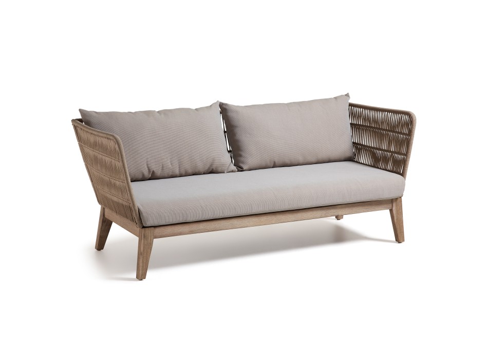 Belleny 3-Sitzer-Sofa aus beigem Seil und Massivholz