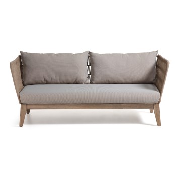 Belleny 3-Sitzer-Sofa aus beigem Seil und Massivholz