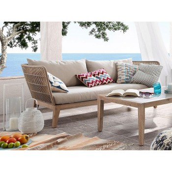 Belleny 3-Sitzer-Sofa aus beigem Seil und Massivholz