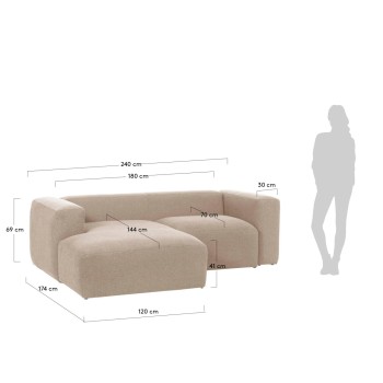 Divano Blok 2 posti chaise longue sinistra beige 240 cm