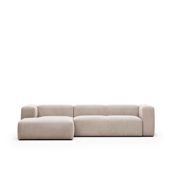 Divano Blok 3 posti con chaise longue sinistra beige 300 cm