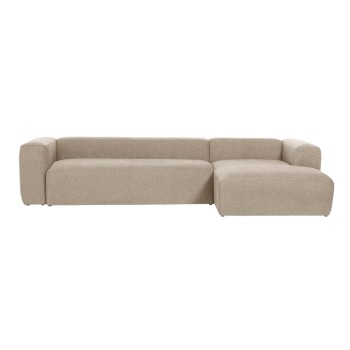 Divano Blok 4 posti chaise longue destra beige 330 cm