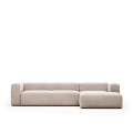 Beiges 4-Sitzer-Sofa Blok mit Chaiselongue rechts 330 cm