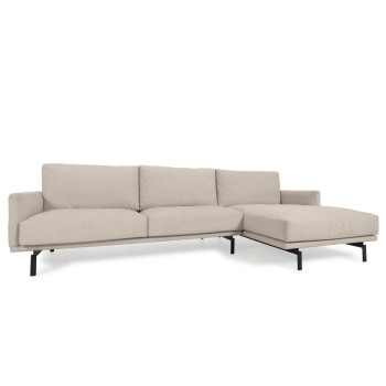 Divano Galene 3 posti con chaise longue destro beige 254 cm