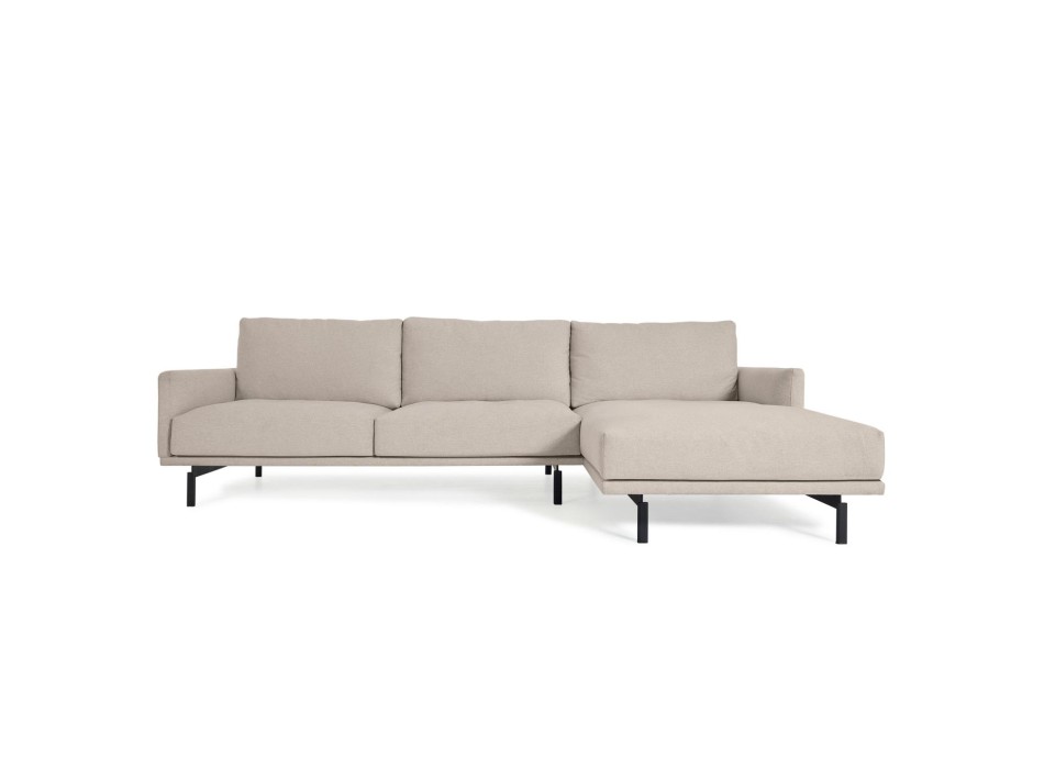 Divano Galene 3 posti con chaise longue destro beige 254 cm