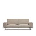 Beigefarbenes 3-Sitzer-Sofa Noa mit Beinen in dunklem Finish, 230 cm