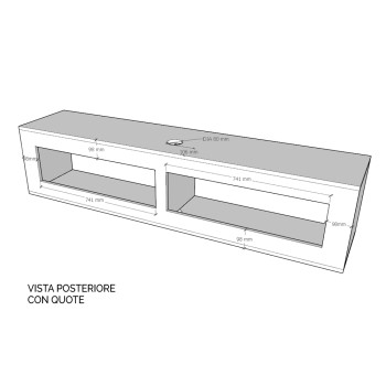 Isoka Elements - Klappbarer TV-Sockel mit Kabelverschraubung L.173,6 H.40 T.39,2 mit Füßen aus Natureiche