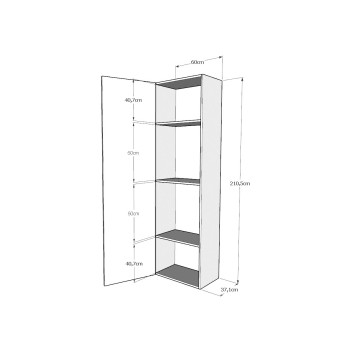 Isoka Elements - Säulenwandelement L.60 H.210,3 P.39,2 links-rechts Natureiche