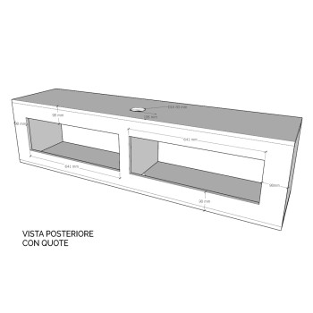 Isoka Elements - Klappbare TV-Wandeinheit mit Kabelverschraubung L.153,6 H.40 S.39,2 Natureiche